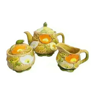 VTG MCM Rare Fred Roberts Co Japan Wild Field Poppies Tea Set 3 piece set